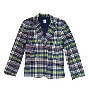 J.Crew Plaid Blazer Jacket Preppy Madras Tartan Check 100% Cotton Women’s 4